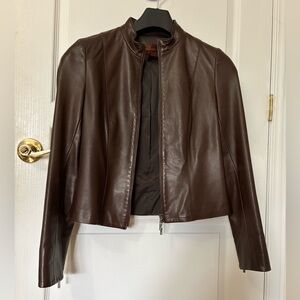 Women’s Vintage Brown Leather Bomber Jacket Size S